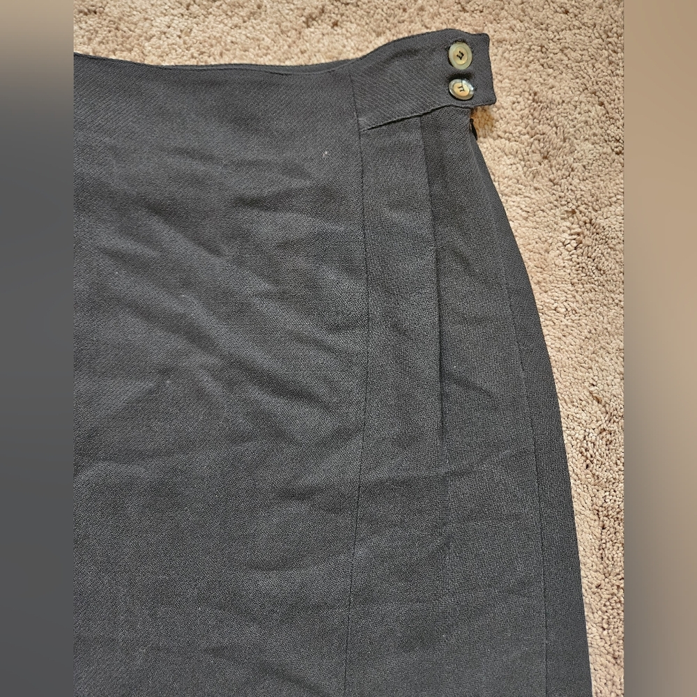 Salvatore Ferragamo Black A Line 100% Cotton Skirt Size 46 Vintage Buttons